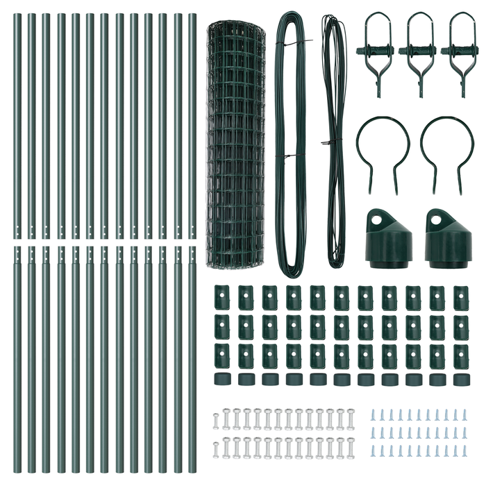 Euro Fence cu 13 Posturi 1x25 m Oțel Galvanizat Verde - WALTI WALTI