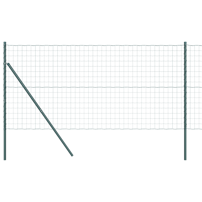 Gard Euro cu 7 Stâlpi 1x10 m Oțel Galvanizat Verde - WALTI WALTI