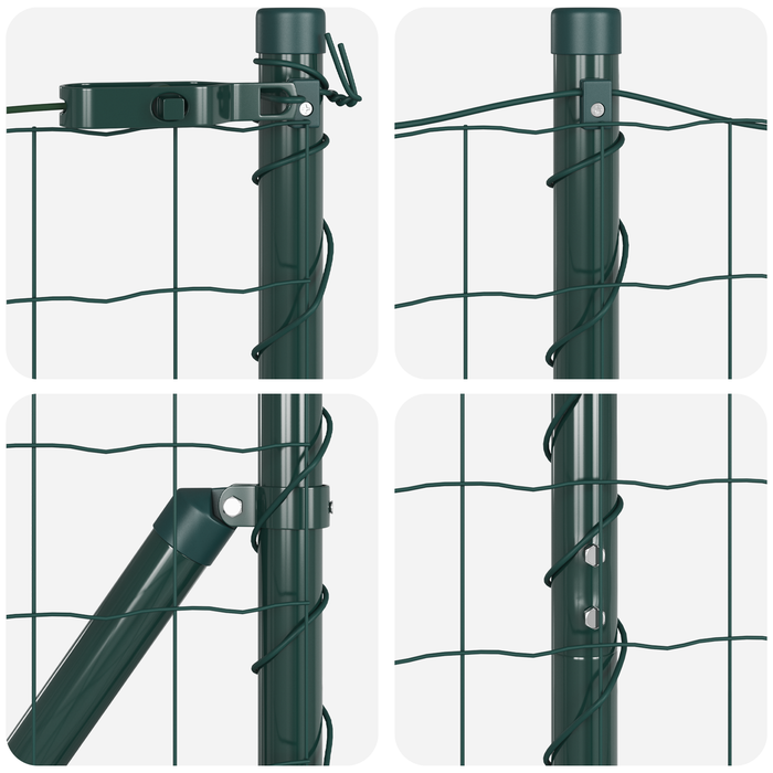 Gard Euro cu 13 Stâlpi 1x25 m Oțel Galvanizat Verde - WALTI WALTI