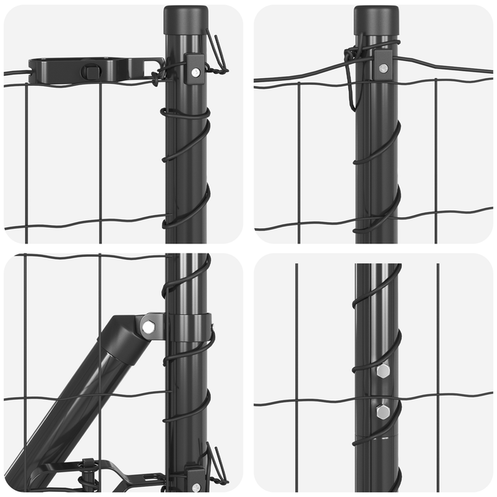 Gard Euro cu 7 stâlpi 1.6x10 m din oțel galvanizat gri - WALTI WALTI