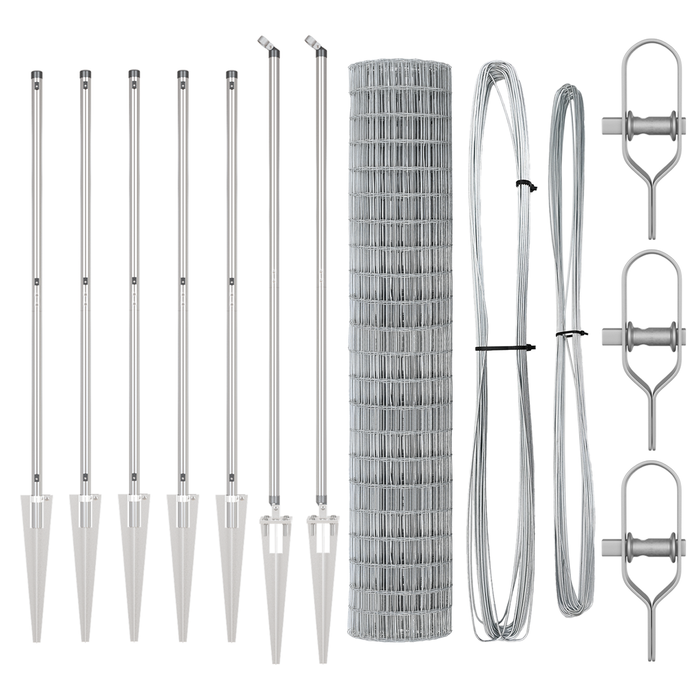Gard Euro cu 7 Stâlpi cu Vârf 1.6x10 m Oțel Galvanizat - WALTI WALTI