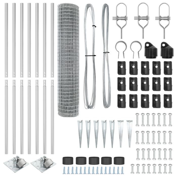 Gard Euro cu 7 stâlpi cu vârf 1.6x10 m Oțel galvanizat - WALTI WALTI