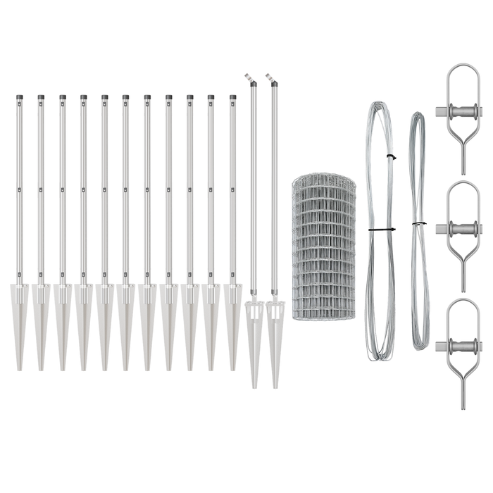 Gard Euro cu 13 stâlpi cu vârf 0.4x25 m Oțel galvanizat - WALTI WALTI