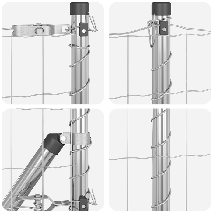 Gard Euro cu 7 Stâlpi Flanșat 0.6x10 m Oțel Galvanizat - WALTI WALTI