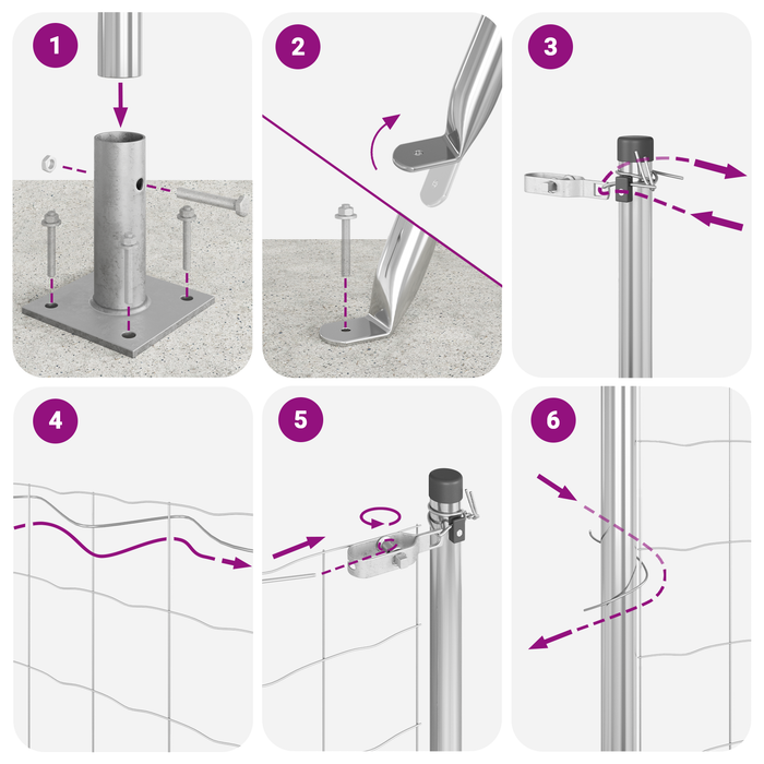 Gard Euro cu 7 Stâlpi Flanșați 1.2x10 m Oțel Galvanizat - WALTI WALTI