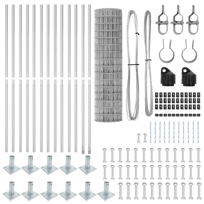 Euro Fence cu 13 stâlpi flanșați 1x25 m din oțel galvanizat - WALTI WALTI