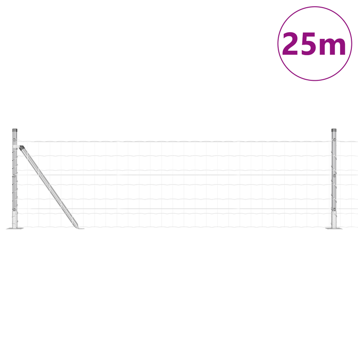 Euro Fence cu 13 stâlpi cu flanșă 0.6x25 m Oțel galvanizat - WALTI WALTI