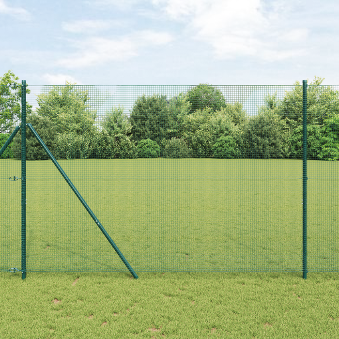 Gard din Sârmă Sudată cu 7 Stâlpi Verde 1.5x10 m Oțel - WALTI WALTI