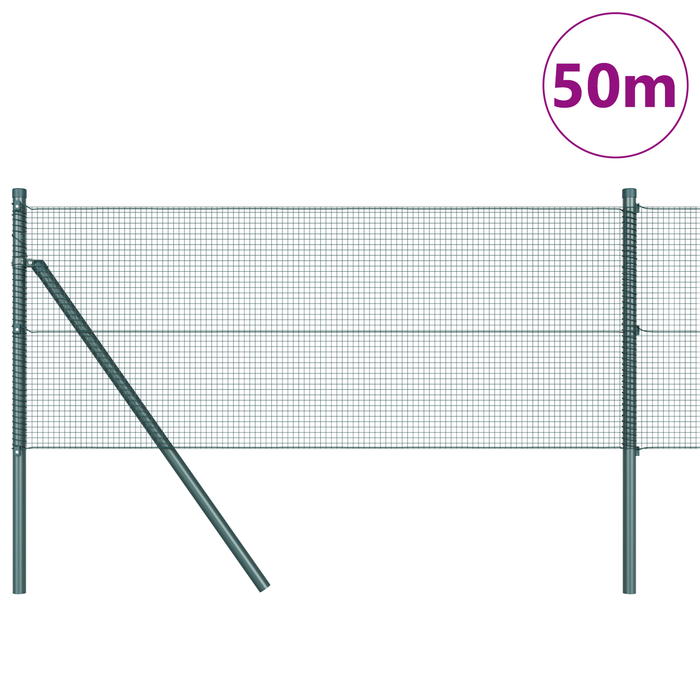 Gard din Sârmă Sudată cu 13 Stâlpi Verde 0.8x50 m Oțel - WALTI WALTI