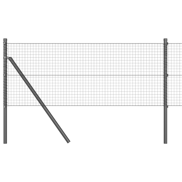 Gard cu plasă sudată cu 7 stâlpi gri 0.4x10 m oțel - WALTI WALTI