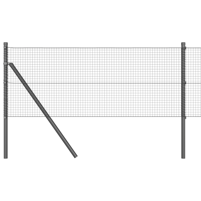 Gard cu plasă sudată cu 13 stâlpi Gri 0.4x25 m Oțel - WALTI WALTI