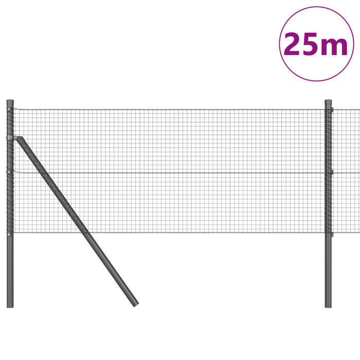 Împrejmuire Sudată cu 13 Stâlpi Gri 0.8x25 m Oțel - WALTI WALTI