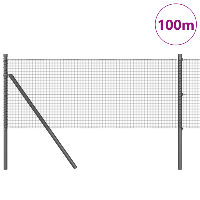 Gard de sârmă sudată cu 13 stâlpi gri 0.4x100 m din oțel - WALTI WALTI
