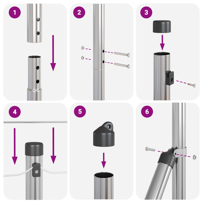 Fierăstrău cu sârmă sudată cu 7 posturi flanșate 1.5x10 m Oțel galvanizat - WALTI WALTI