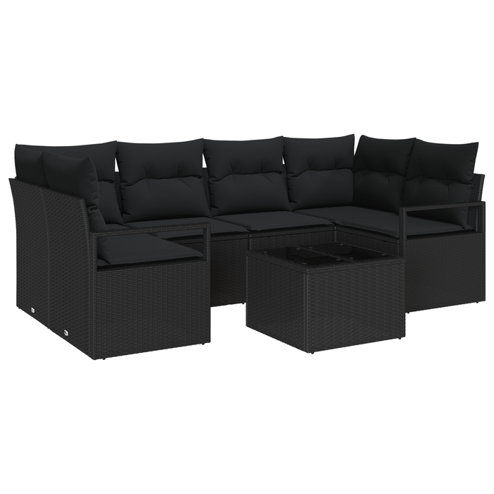 Set de canapele de grădină vidaXL cu perne Negru Ratan Polimer - WALTI WALTI