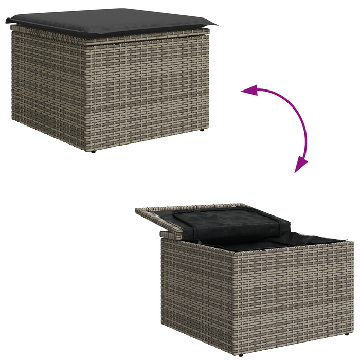 Set de Canapele de Gradina vidaXL 4 Piese cu Perne Gri din Ratan Poliester - WALTI WALTI