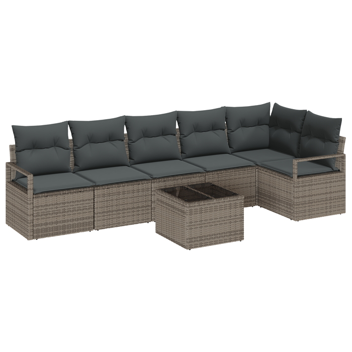 Set Canapea Grădină vidaXL cu 6 Piese și Perne Negre Rattan PE - WALTI WALTI
