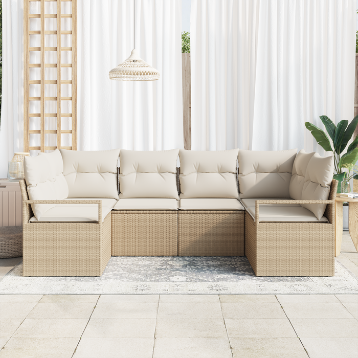 Set de sofa de grădină vidaXL cu 6 piese și perne Bej Poli Ratan - WALTI WALTI