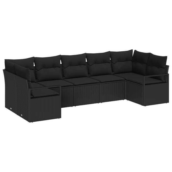 Set de Canapea de Grădină de 7 Piese cu Pernițe Negru Poli Ratan - WALTI WALTI