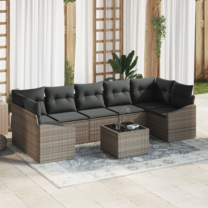 Set Sofa Grădină cu Pernuțe Gri din Ratan Poli - WALTI WALTI
