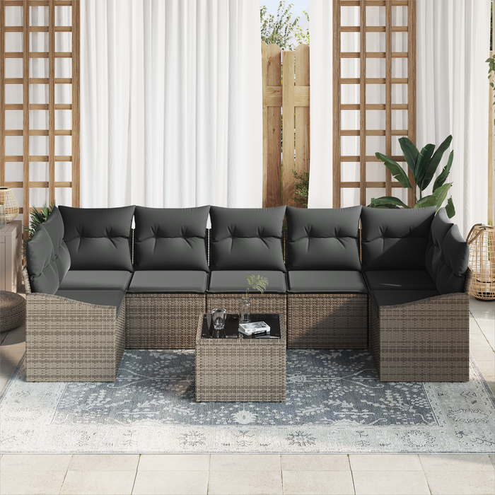 Set Sofa Grădină cu Pernuțe Gri din Ratan Poli - WALTI WALTI