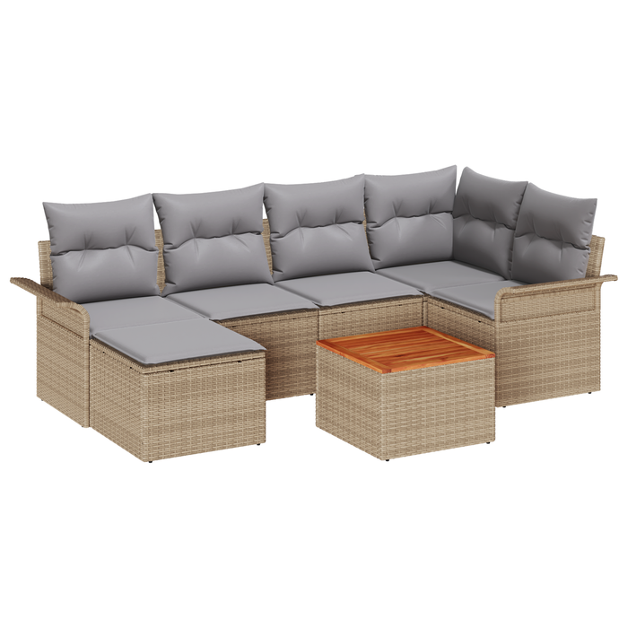 Set canapea de grădină vidaXL cu perne Bej Poli Ratan Acacia - WALTI WALTI