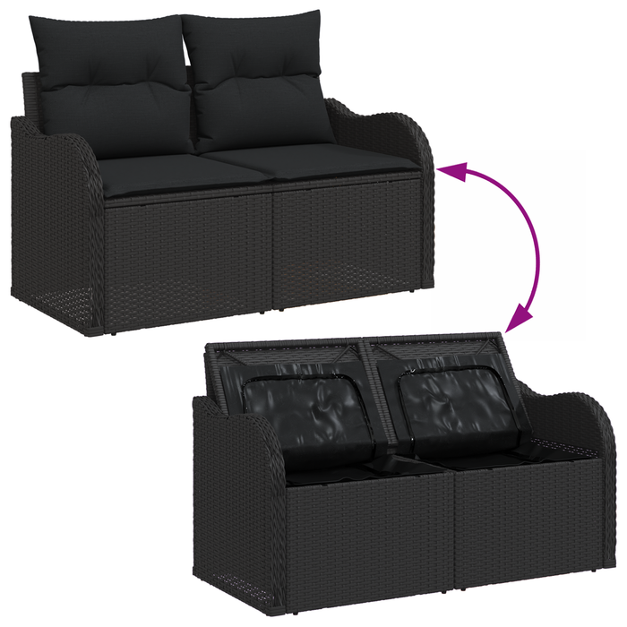 Set canapea grădină vidaXL 9 piese cu perne ratan negru acacia - WALTI WALTI