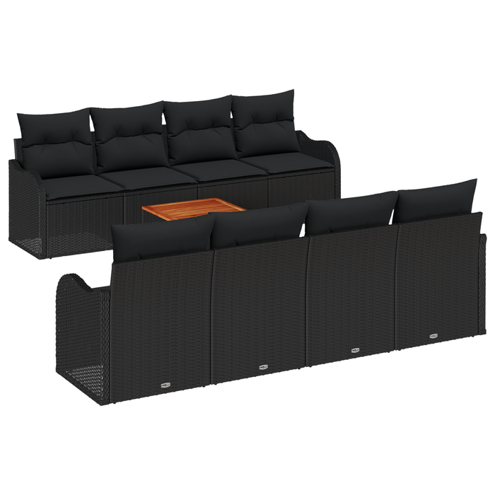 Set canapea grădină vidaXL 9 piese cu perne ratan negru acacia - WALTI WALTI