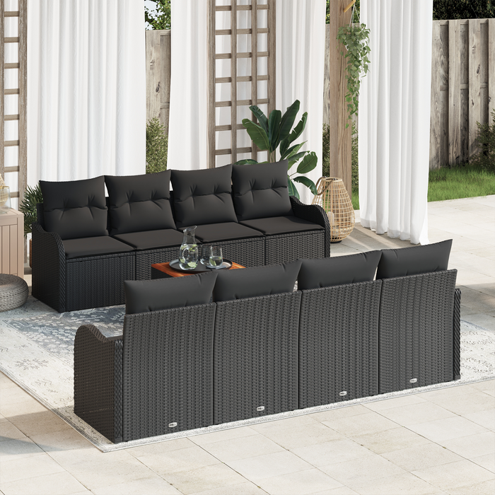 Set canapea grădină vidaXL 9 piese cu perne ratan negru acacia - WALTI WALTI