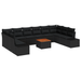 Set de Sofa de 11 Piese pentru Grădină cu Perne Negru Poli Ratan Acacia - WALTI WALTI