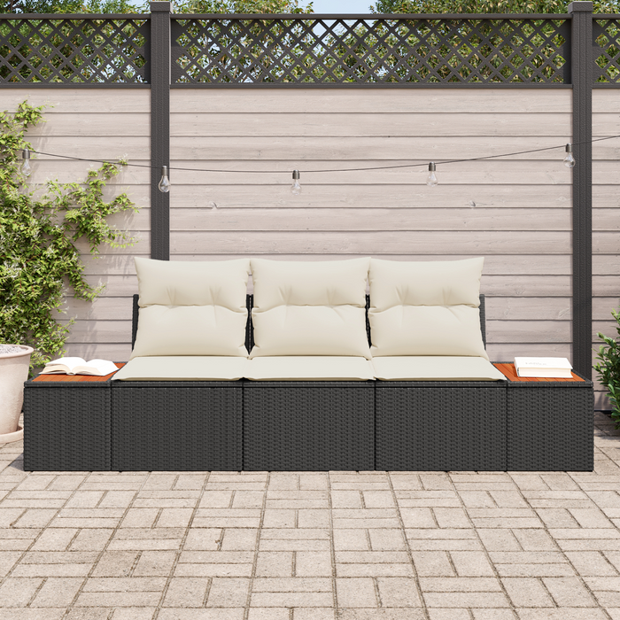 Set canapea grădină vidaXL cu perne, negru, poliratan, acacia - WALTI WALTI