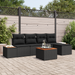 Set de canapea pentru grădină vidaXL, 6 piese, cu perne, Negru, Poliratan, Acacia - WALTI WALTI