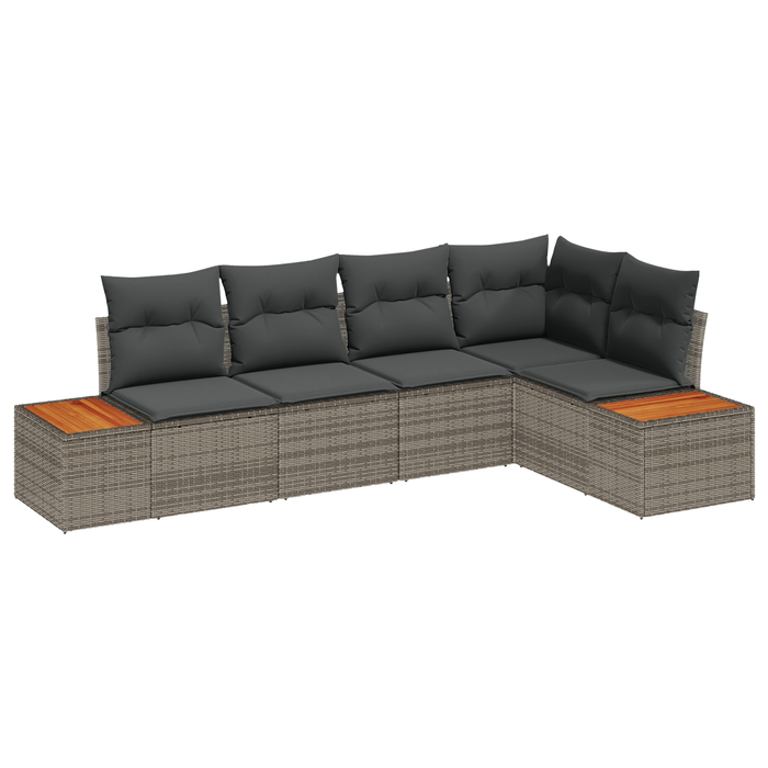 Set de Canapea de Grădină vidaXL cu Pernuțe Gri din Ratan Poli Acacia - WALTI WALTI