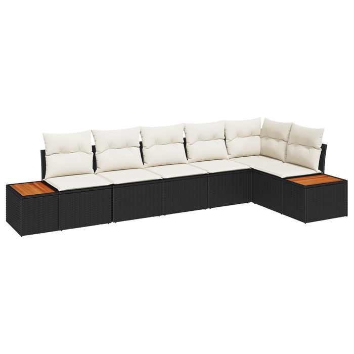 Set canapea grădină 6 piese cu perne Negru Ratan PE Acacia - WALTI WALTI