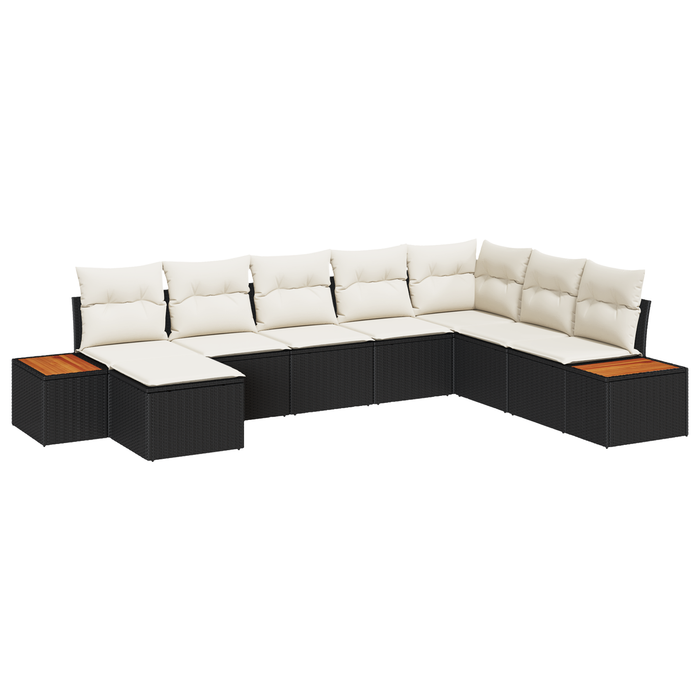 Set de Canapea de Grădină vidaXL cu Perne Negru Ratan Poli Acacia - WALTI WALTI