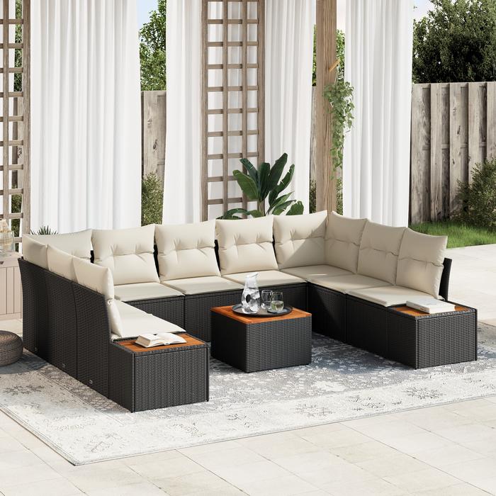 Set de Sofa de Grădină vidaXL din 6 Piese cu Perne, Ratan Poli Negru - WALTI WALTI