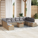 Set de Sofa de Grădină vidaXL cu Pernuțe Bej Ratan Poliester Acacia - WALTI WALTI