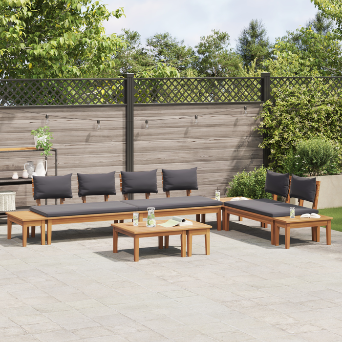 Set Bancă Grădină vidaXL 5 Piese cu Perne din Lemn Solid de Teak - WALTI WALTI