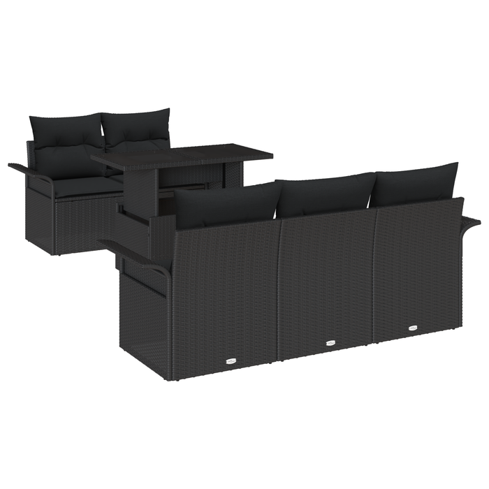 Set canapea grădină vidaXL 6 piese cu perne din ratan poly negru - WALTI WALTI