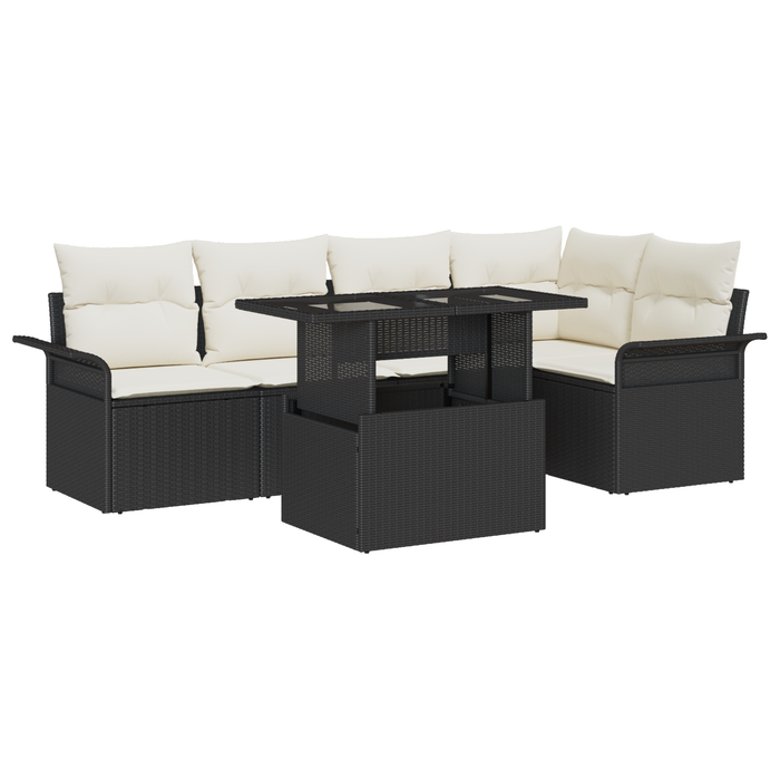 Set canapele grădină vidaXL 6 piese cu perne Negru Ratan Poliester - WALTI WALTI