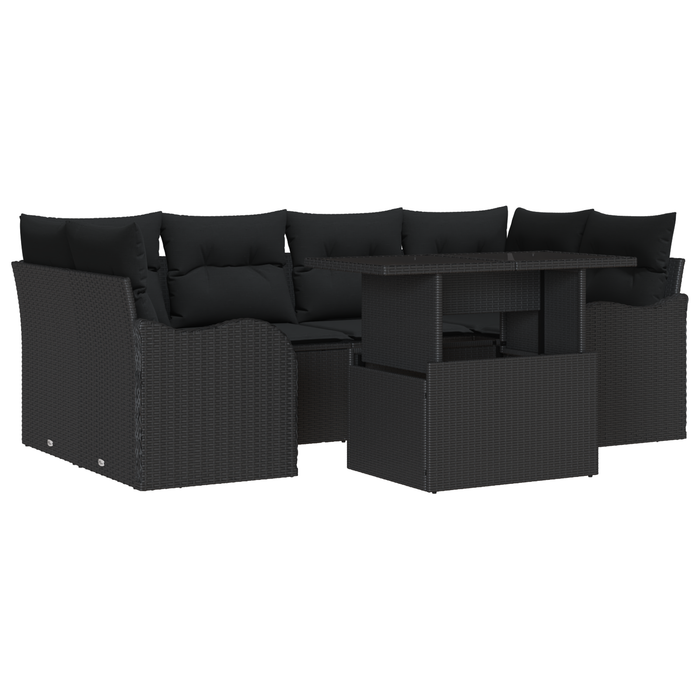 Set de Sofa Modular pentru Grădină vidaXL cu Perne Negru Poliratan - WALTI WALTI