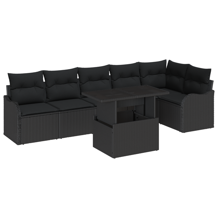 Set de Canapele pentru Grădină vidaXL cu 7 Piese cu Perne Negru Ratan Poli - WALTI WALTI