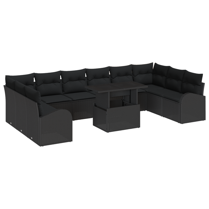 Set de canapele pentru grădină de 11 piese cu perne Ratan Negru Poli - WALTI WALTI