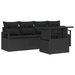 Set de Sofa de Grădină vidaXL cu 5 Piese și Pernă Negru Poli Ratan - WALTI WALTI