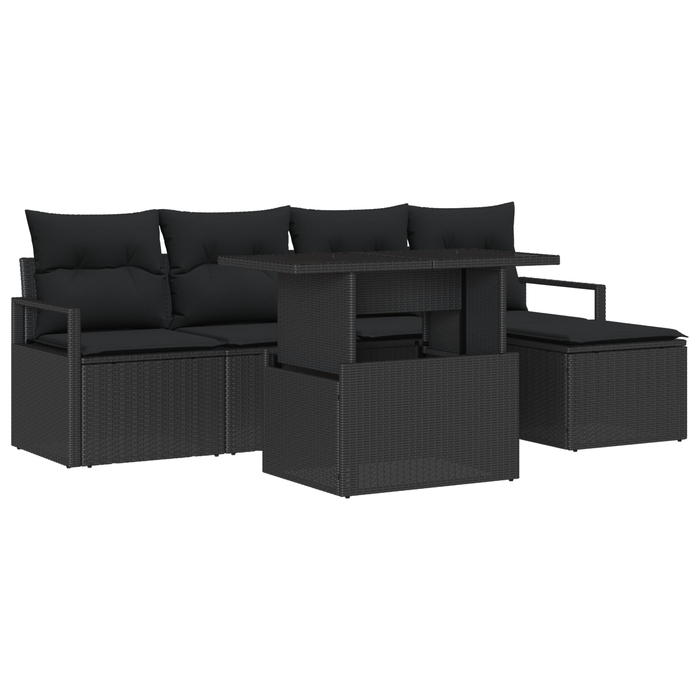 Set de canapele de grădină cu perne 6 piese Negru Poli Ratan - WALTI WALTI