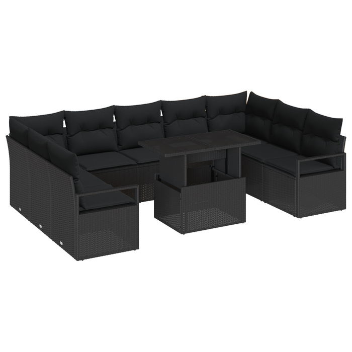 Set de 10 Piese pentru Grădină cu Perne Poliratan Negru vidaXL - WALTI WALTI