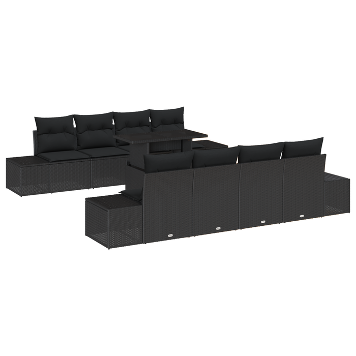 Set de canapele de grădină , 7 piese, cu perne, Negru, Poliratan - WALTI WALTI