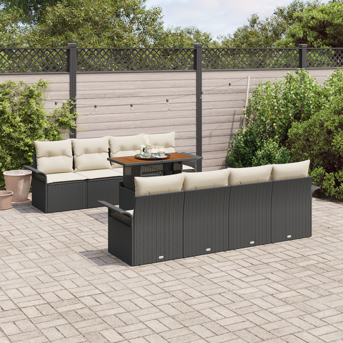 Set de Sofa de Grădină vidaXL cu 9 piese și Perne Negru Ratan Poli - WALTI WALTI