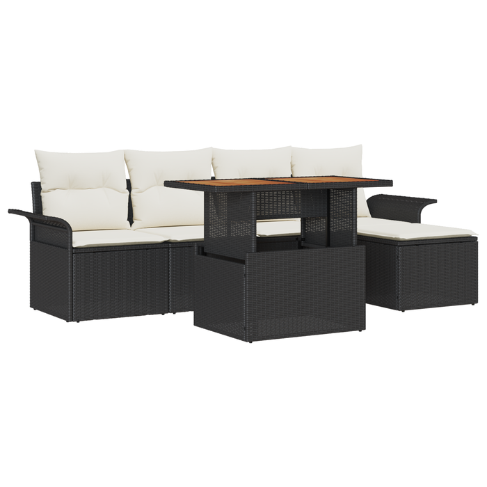Set Sofa Grădină vidaXL 6 Piese cu Pernițe Ratan Poliat Negru - WALTI WALTI