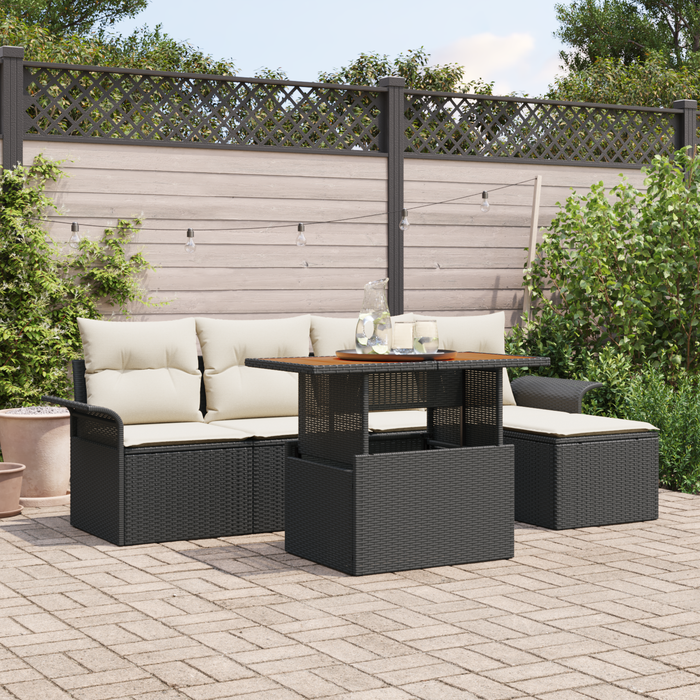 Set Sofa Grădină vidaXL 6 Piese cu Pernițe Ratan Poliat Negru - WALTI WALTI